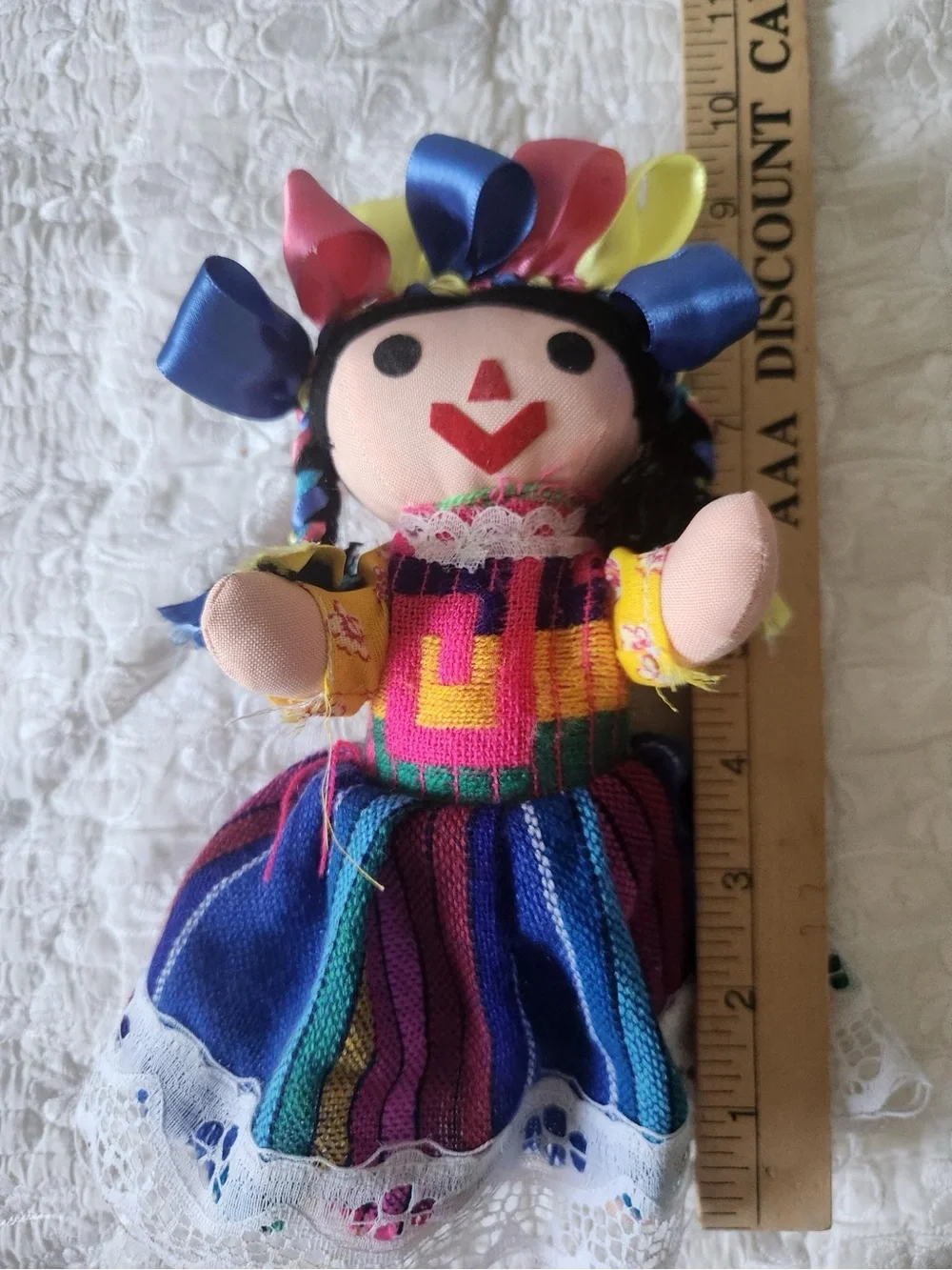 Handmade in Mexico 🇲🇽 Multicolor Girls' Fabric Doll - Blue Dress